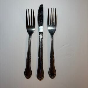 Set 3 pc Delco Melinda Stainless Steel Flatware 2 Forks 1 Butter Knife